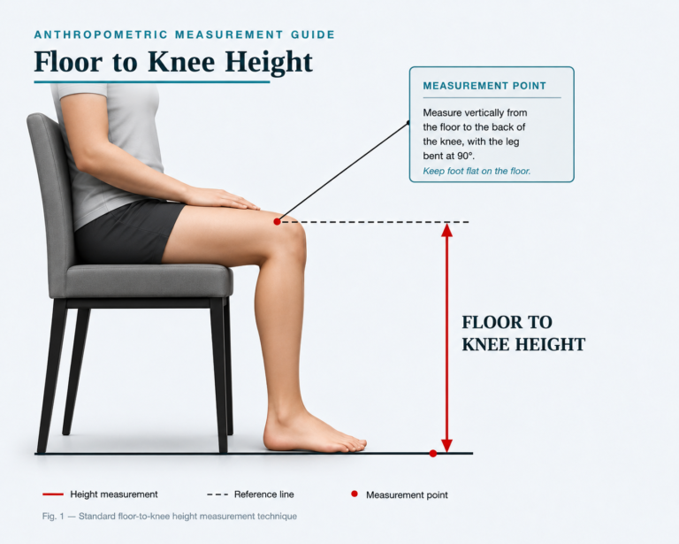 Standing, tape wrapped around the thigh about four inches above the knee